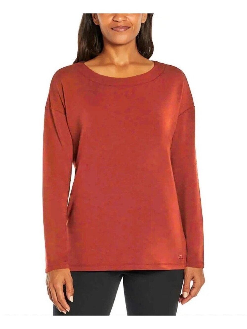 NWT Banana Republic Women's L Long Sleeve Top Rust Orange Rayon Blend